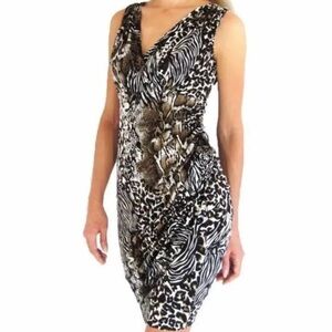 Alfani Black & Brown Animal Print Bodycon Faux Wrap Dress simply gorgeous.